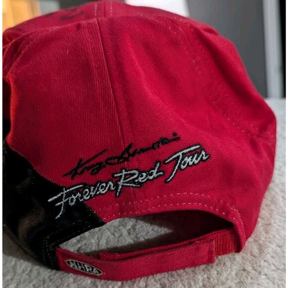 Vtg Budweiser Signed Kenny Bernstein Forever Red Tour Hat NHRA Drag Racing - Picture 6 of 11